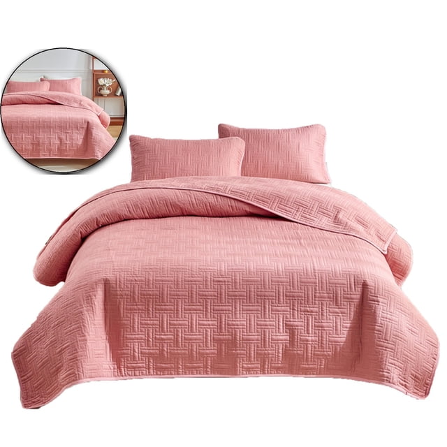 Dvruxg Double Sided Washed Quilted Bed Cover Set (3 Pcs) – Solid Color Comforter Cover with 2 Pillowcases (20x26 inch) – Soft, Breathable Polyester Bedding for All Seasons