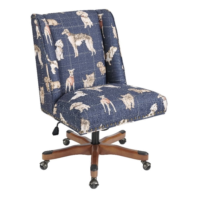 Linon Draper Chaise de Bureau Réglable Rembourrée en Bois pour Chien, Bleu