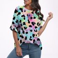 thumbnail image 4 of Pisexur Hauts pour Femmes Mode Décontractée Manches Courtes Col Rond T-Shirts Confortables Amples Imprimé Floral Blouses Printemps Été Hauts Élégants Imprimés Graphiques Grandes Tailles Tops de Sortie S-5TG, 4 of 7