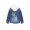 thumbnail image 2 of KIDSCOOL SPACE Little Girl White Detachable Hood Flower Embroidered Jean Jacket,White Cap,2-3 Years, 2 of 7