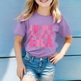 thumbnail image 3 of B91xZ Chemises de Mode pour Filles Hauts d'Été Tee Mode Teinture sur Nœuds Col Rond Manches Roulées Crop Top, Violet 90, 3 of 4