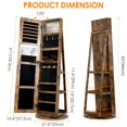 thumbnail image 2 of LVSOMT 360° Rotating LED Jewelry Armoire with Full Length Mirror, Jewelry Cabinet Large Standing Lockable Mirror Jewelry Organizer with Inner Makeup Mirror & Soft Velvet for Living Room Bedroom, 2 of 9