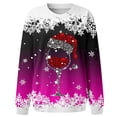 thumbnail image 5 of TIMIFIS Chandail de Noël Surdimensionné pour Femmes, Décontracté et Mignon, Imprimé Flocon de Neige et Verre de Vin Rouge, Col Rond, Chandail à Enfiler, Cadeaux pour Femmes pour Noël, 5 of 5