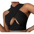 thumbnail image 1 of Honganda Débardeurs Croisés pour Femmes, Crop Top Sans Manches Couleur Unie, 1 of 2