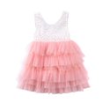 thumbnail image 1 of Robe en Tulle Princesse pour Petite Fille Sans Manches en Dentelle Tulle Patchwork Robe de Fête Concours, 1 of 7