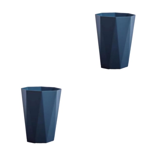 ZheElen PP Office And Home Waste Bin - 6L Capacity Easy Access Kitchen Large Capacity Kitchen Bedroom Dark Blue L 2Set