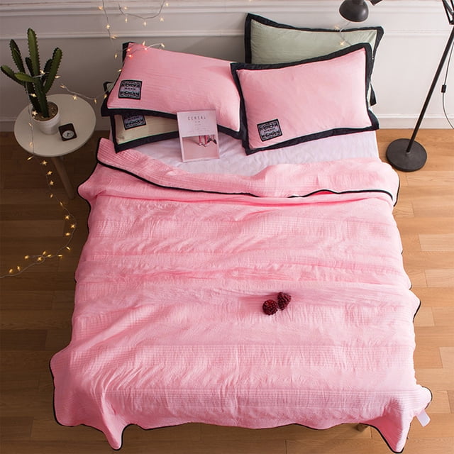 weibbin Double Layer Quilt - Soft Lightweight Microfiber Bedspread, Solid Color, Summer Cool Quilt, Conditioning Quilt for Bed, Sofa, Office, 180*200cm