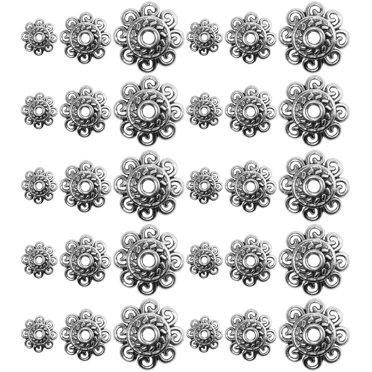 Miangastore Jewelry Making Flower Bead Caps 300Pcs Silver Alloy For Adults Children