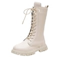 thumbnail image 4 of Wdgfv Bottes de Combat Mi-Mollet à Lacets pour Filles, Mode, Bout Rond, Fermeture Éclair Latérale, Semelle Crantée, Style Punk Goth, pour Tout-Petit, Petite Enfant, Grande Enfant, Blanc, 5-5,5 Ans, 4 of 7