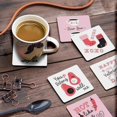 thumbnail image 3 of Inkdotpot Ensemble de 6 sous-Verres à Boisson Faciles à Nettoyer Base en Liège Carrée de 4 Pouces, Réutilisable, Joyeuse Saint-Valentin, 3 of 8