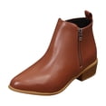 thumbnail image 1 of LOVZFMLL Boots for Women Ankle Chelsea Boots Side Zipper Pointy Toe Slip Resistant Low Block Heel Leather Fall Winter Fashion, 1 of 8