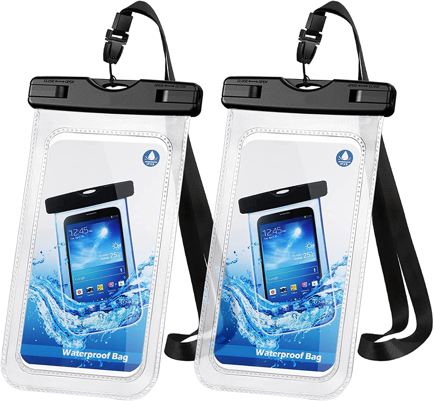 Waterproof Phone Case, 2 Pack IPX8 Universal Waterproof Phone Pouch Dry Bag