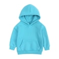 thumbnail image 1 of FAOWME Toddler Boys Girls Pullover Sweatshirt Children Solid Color Plus Babies Hooded Color Tops Coat Girls Tops Sky Blue 2-3 Years, 1 of 6