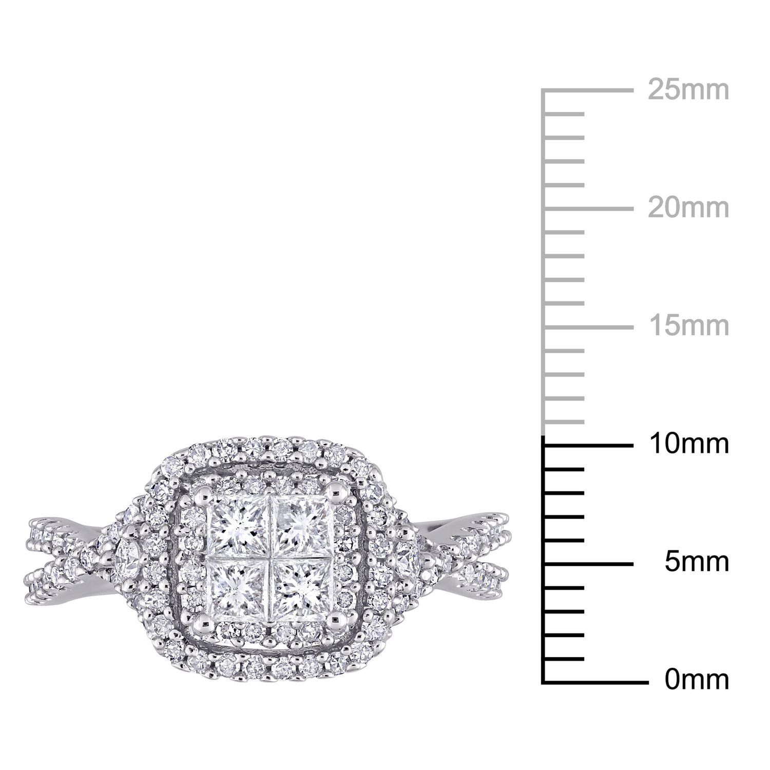 Miabella Bague de fiançailles Halo en or blanc 10k avec diamant de 1 carat P.T.