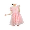 thumbnail image 1 of Robe Fille Papillon 3D Rose Haut en Dentelle Doux Col Carré Manche Courte 5 Ans, 1 of 6