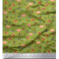 thumbnail image 1 of Soimoi Green Poly Georgette Fabric Honey Bee & Bettle Bee Insects Printed Craft Fabric by The Yard 52 Inch Wide, 1 of 1
