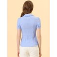 thumbnail image 4 of INSPIRE CHIC Chemise Douce pour Femme Vintage à Col Poupée Mignon Boutonnée m Bleu Violet, 4 of 5
