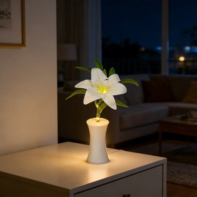 Lunxisen 2 Pcs Flower Pot Night Light Desk Lamp Home Decor Ambient Lighting Gift Idea