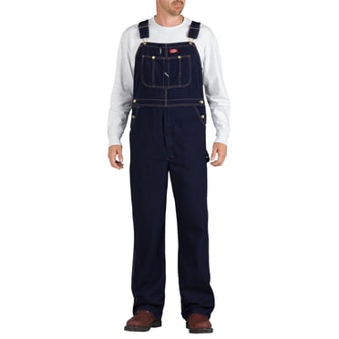 Dickies Mens Bib Overalls, 50W x 32L, Rinsed Indigo Blue
