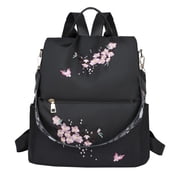 Riforla Backpack for Women Nylon Beige Students Pen Bag School Bags Lightweight Casual Daypack Traveling Backpack Black