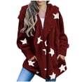 thumbnail image 1 of KIHOUT Womens Winter Long Sleeve Solid Fuzzy Fleece Open Front Hooded Cardigans Jacket Coats Outerwear with Pocket, 1 of 9