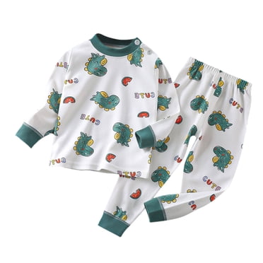 BOVXNPU Ensemble de Pyjama 2 Pcs pour Filles, Vêtements de Nuit pour Enfants, Vêtements de Détente, Ensemble de Vêtements d'Intérieur à Manches Longues pour Garçons et Filles, Couleur Unie, Imprimé Mignon