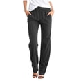 thumbnail image 1 of 2025 Solid Straight Pants Waist Casual Pants Set for Plus Size Women and Long Women Casual Comfortable Business Casual Pants for Women Elastic Drawstring, 1 of 3