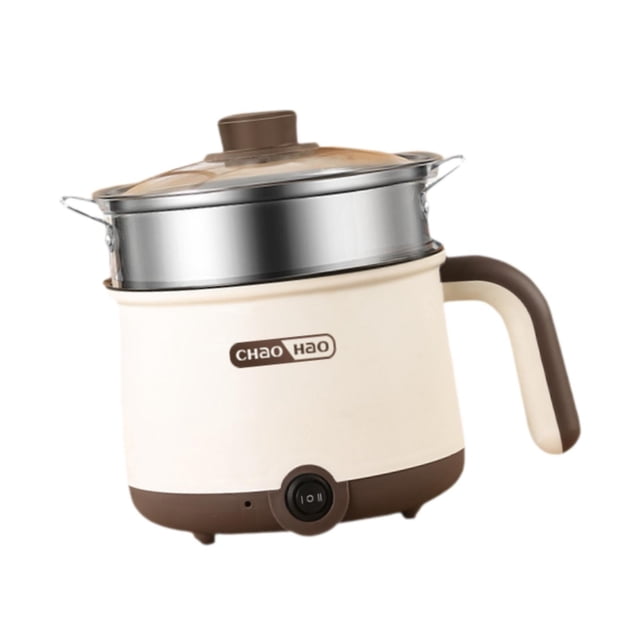 DOLITY Electric Hot Pot Multipurpose Small 2 Gear Settings Mini Ramen Cooker Cooking Pot for Pasta Home Dorm Office Porridge Oatmeal with Steel Steamer