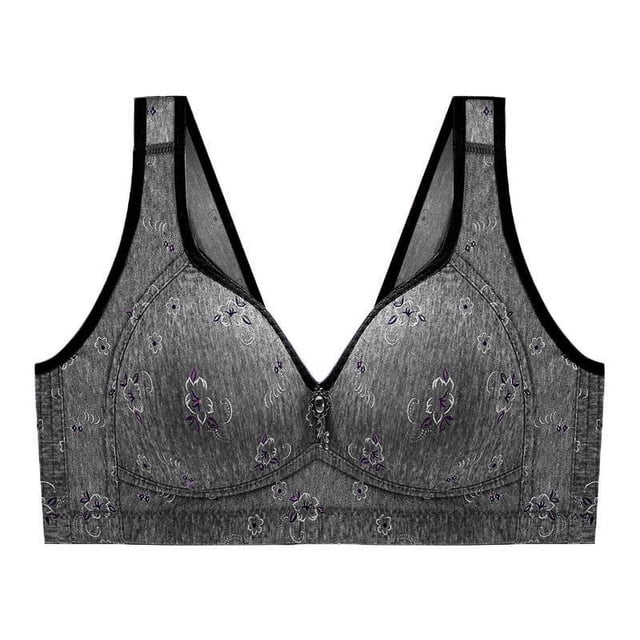 Qertyioot Soutiens-gorge pour Femmes Printing Réunis Sous-Vêtements Grand Format