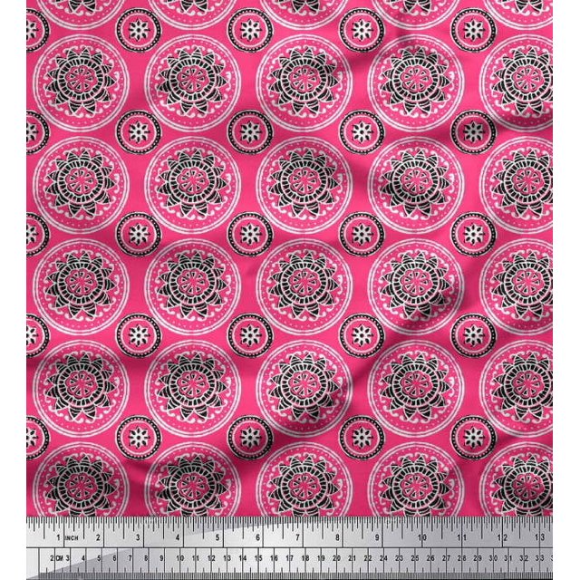 Soimoi Velvet Fabric Floral Block Print Fabric by The Yard 58 Inch Wide