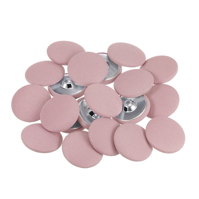 Unique Bargains 20pcs 48L Fabric Cloth Covered Button 30mm Round Metal Shank Sewing Buttons for Suits Dress Blouses, Pink