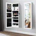 thumbnail image 1 of Gymax Armoire à Bijoux Murale et de Porte Verrouillable avec Lumières DEL, Blanc, 1 of 10