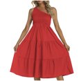 thumbnail image 1 of LOVZFMLL Dresses Women Ladies Summer Fresh And Sweet-neck Solid Color Dress, 1 of 3