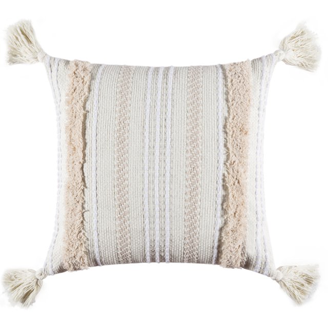 Sumhomie Housses de Coussin à Pompons, Housse de Coussin Carrée Shaggy 18"x18 Pouces