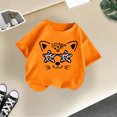 thumbnail image 5 of LUOGENLI T-Shirt pour Filles Enfant Filles Mignon Graphique Col Rond Manche Courte Tee Été Décontracté T-Shirt Chemises Plissées pour Filles Longueur Genou Orange 8-9 Ans, 5 of 5