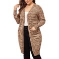 thumbnail image 4 of GRACE & GRANDEUR Plus Size Cardigan for Women Long Sleeve Open Front Knit Pockets Coat Brown 4X, 4 of 5