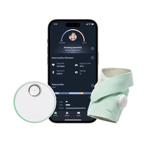 Owlet Dream Sock - Smart Baby Monitor with Sleep Quality Indicators Including Movement, Heart Rate and Average Oxygen Levels- Mint
