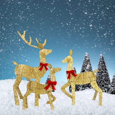 3 Piece Reindeer Family, Battery Operated Beautiful Reindeer Holiday Decoration for Home