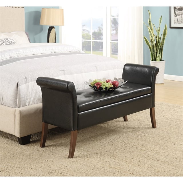 Convenience Concepts Designs4Comfort Banc de Rangement Garbo en Similicuir Noir
