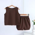 thumbnail image 1 of Gilet pour Garçons, Ensembles de Mode Garçons Décontractés Sans Manches Hauts Col Rond Col Bouton Shorts Imprimés, 1 of 3