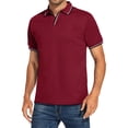 thumbnail image 1 of DPTALR T-Shirt Décontracté pour Homme, Coupe Ajustée, Col Rabattu, Couleur Unie, Manches Courtes, Haut, Blouse, 1 of 6