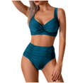 thumbnail image 4 of Weiqiqre Womens Swimsuits Tankini Twist Front Tie Back 2 Piece Bathing Suit V Neck Ruched Swimsuits Bikinis, 4 of 9