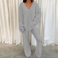 thumbnail image 3 of Ensembles Duveteux pour Femmes, Tenue 2 Pcs, Haut à Manches Longues, Pantalon à Jambes Larges, Ensembles de Pyjama, 3 of 3