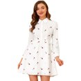 thumbnail image 1 of INSPIRE CHIC Robe pour Femme Manches Longues Col Rabattu Boutonnée Robe Chemise Courte à Fleurs Blanche P, 1 of 1
