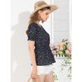 thumbnail image 4 of INSPIRE CHIC Women's Faux Placket Ruffle Hem Puff Sleeve Button Decor Peplum Top, 4 of 6