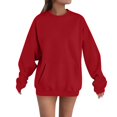 thumbnail image 1 of Breezora Chandail à Capuchon pour Femmes Surdimensionné avec Poche, Col Rond, Chandail Décontracté à Enfiler, Chandail Confortable pour Détente, Taille TTG, Rouge, 1 of 5