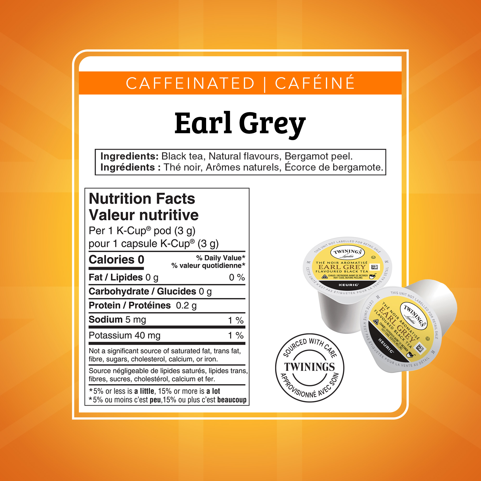 Twinings Thé Noir Earl Grey en Capsules K-Cup, Bergamote et Agrumes, Naturellement Caféiné, 12 Capsules