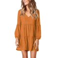 thumbnail image 2 of Ketyyh-chn99 Robes pour Femmes Robe Élégante pour Femme Robe de Fête Robe Décontractée Mini Robe Ample Confortable à Rayures à Manches Longues Longue Robe Orange,5TG, 2 of 5