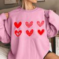 thumbnail image 1 of Qertyioot Chandail Cœur d'Amour Saint-Valentin, s Imprimé Mode Femme Manches Longues Col Rond Imprimé Blouse Ample Hauts, 1 of 3