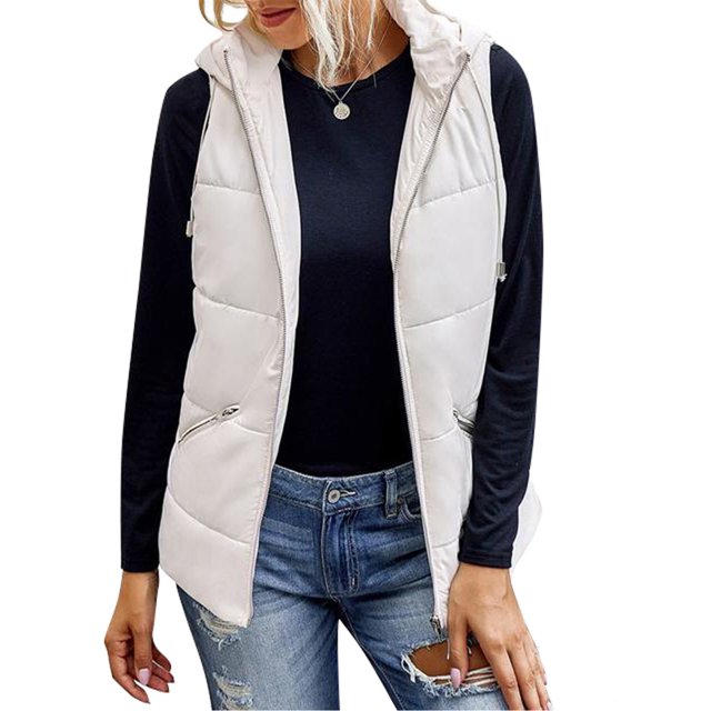 LSLJS Mode Femme T-Shirt Sans Manches Veste d'Hiver Extérieur Blouse à Fermeture Éclair Manteau Hauts, Gilets Extérieurs pour Femmes